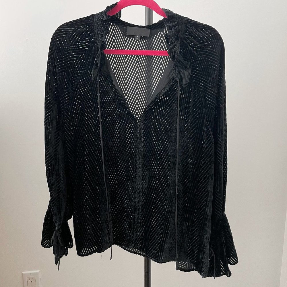 Nili Lotan Women’s Black Velvet Long Sleeve Blouse (NWOT)